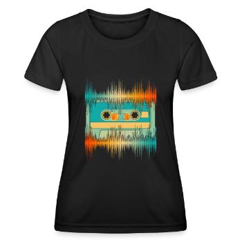 Equalizer Sound Technology Gift Cassette Soundwave - T-shirt sport Femme - noir - Devant - AI Model Female 172 light (172cm)