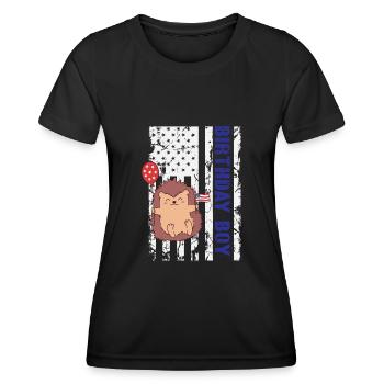Hedgehog America 4 juillet Birthday Boy - T-shirt sport Femme - noir - Devant - AI Model Female 172 light (172cm)