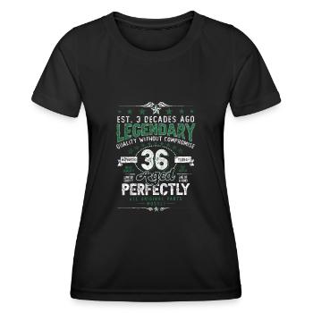 Vintage Légendaire - Vieilli parfaitement 36ème anniversaire - T-shirt sport Femme - noir - Devant - AI Model Female 172 light (172cm)