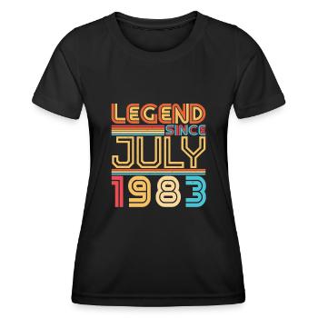 Salutations d’anniversaire juillet 1983 - T-shirt sport Femme - noir - Devant - AI Model Female 172 light (172cm)