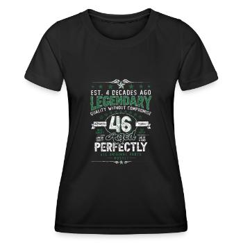 Vintage Légendaire - Vieilli parfaitement 46ème anniversaire - T-shirt sport Femme - noir - Devant - AI Model Female 172 light (172cm)