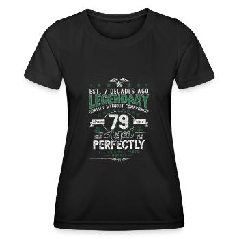 Vintage Legendary - Aged perfectly 79. Geburtstag - Frauen Funktions-T-Shirt - Schwarz - Vorne - AI Model Female 172 light (172cm)