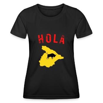 HOLA Bonjour Espagne été vacances - T-shirt sport Femme - noir - Devant - AI Model Female 172 light (172cm)