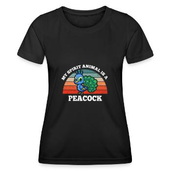 Retro Vintage My Spirit Animal Is A Peacock - Women's Functional T-Shirt - black - Front - AI Model Female 172 light (172cm)