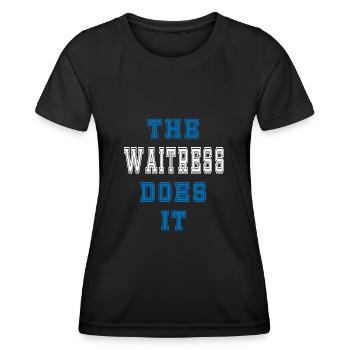 The Bedienung does it Bedienung Geschenk - Frauen Funktions-T-Shirt - Schwarz - Vorne - AI Model Female 172 light (172cm)