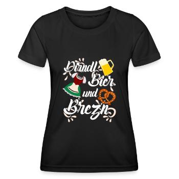 Dirndl Bier und Brezn - Frauen Funktions-T-Shirt - Schwarz - Vorne - AI Model Female 172 light (172cm)