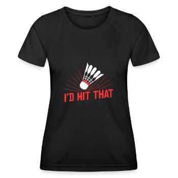 Badminton I'd Hit That - Frauen Funktions-T-Shirt - Schwarz - Vorne - AI Model Female 172 light (172cm)