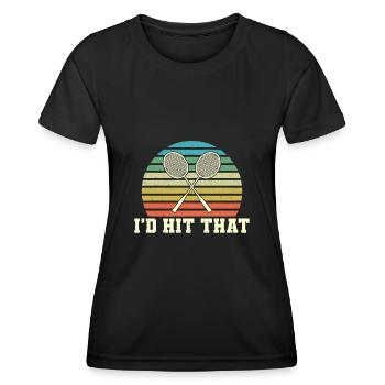 Badminton Racket I'd Hit That - Frauen Funktions-T-Shirt - Schwarz - Vorne - AI Model Female 172 light (172cm)