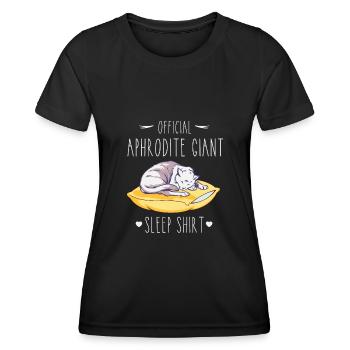 Schlafshirt: Schlafende Aphrodite Giant Katze - Frauen Funktions-T-Shirt - Schwarz - Vorne - AI Model Female 172 light (172cm)
