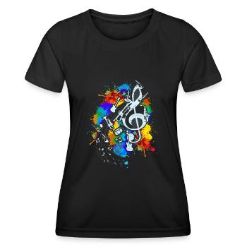 Claviers de violon Instruments de musique Clef - T-shirt sport Femme - noir - Devant - AI Model Female 172 light (172cm)
