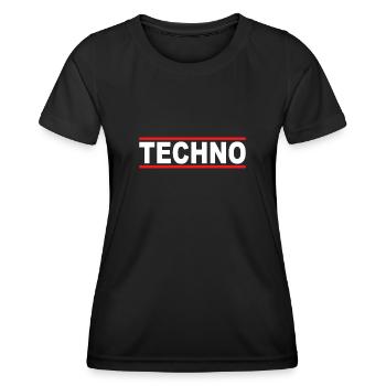 Techno - T-shirt sport Femme - noir - Devant - AI Model Female 172 light (172cm)