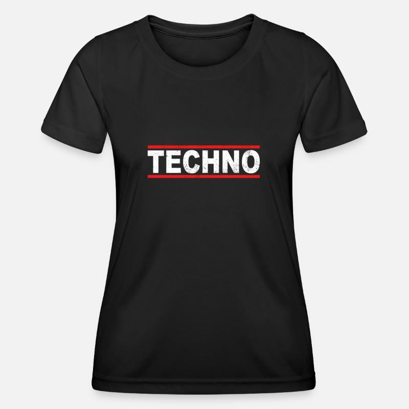 Techno - Frauen Funktions-T-Shirt - Schwarz