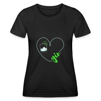 Gin Love Heart - Gin Lover - Frauen Funktions-T-Shirt - Schwarz - Vorne - AI Model Female 172 light (172cm)