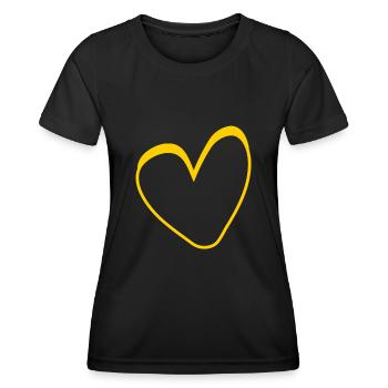 Gelbes Herz Simpel Design - Frauen Funktions-T-Shirt - Schwarz - Vorne - AI Model Female 172 light (172cm)