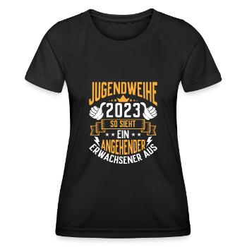 Jugendweihe 2023 ein angehender Erwachsener - Frauen Funktions-T-Shirt - Schwarz - Vorne - AI Model Female 172 light (172cm)