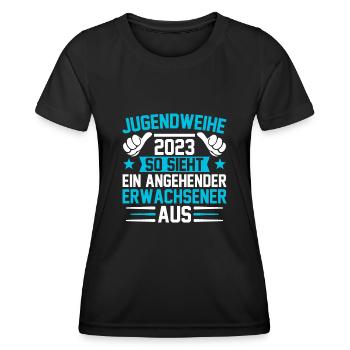 Jugendweihe 2023 ein angehender Erwachsener - Frauen Funktions-T-Shirt - Schwarz - Vorne - AI Model Female 172 light (172cm)