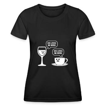 Wine and Coffee Love - Frauen Funktions-T-Shirt - Schwarz - Vorne - AI Model Female 172 light (172cm)