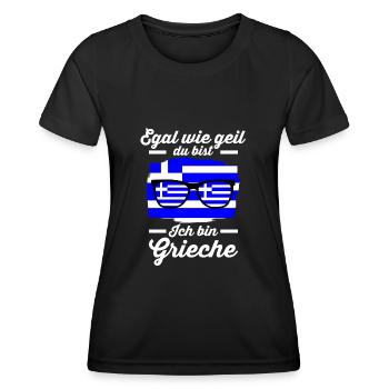 Grieche Griechisches Griechenland - Frauen Funktions-T-Shirt - Schwarz - Vorne - AI Model Female 172 light (172cm)