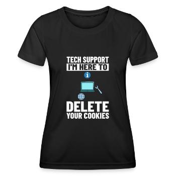 Support technique Assistance technique informatique Helpdesk - T-shirt sport Femme - noir - Devant - AI Model Female 172 light (172cm)