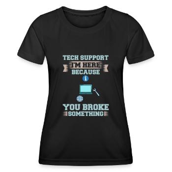 Support technique Assistance technique informatique Helpdesk - T-shirt sport Femme - noir - Devant - AI Model Female 172 light (172cm)