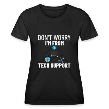 Support technique Assistance technique informatique Helpdesk - T-shirt sport Femme - noir - Devant - AI Model Female 172 light (172cm)