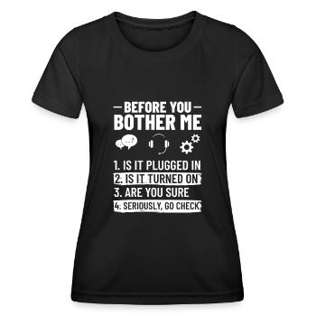 Support technique Assistance technique informatique Helpdesk - T-shirt sport Femme - noir - Devant - AI Model Female 172 light (172cm)