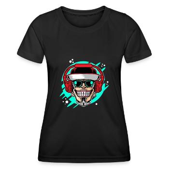 Monkey DJ mit Kopfhörer & Sonnenbrille Geschenkide - Frauen Funktions-T-Shirt - Schwarz - Vorne - AI Model Female 172 light (172cm)