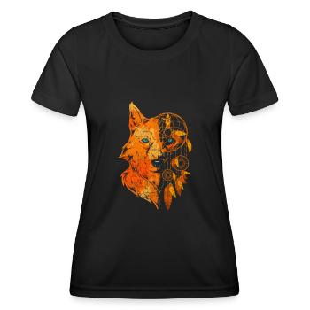 Predator Animal Motif Indien Attrape-rêves Loup - T-shirt sport Femme - noir - Devant - AI Model Female 172 light (172cm)