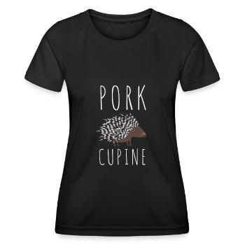 Porcupine Pig Hedgehog Rodent Hystricidae - Women's Functional T-Shirt - black - Front - AI Model Female 172 light (172cm)