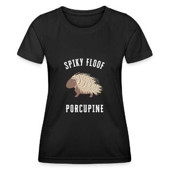 Porcupine Pig Hedgehog Rodent Hystricidae - Women's Functional T-Shirt - black - Front - AI Model Female 172 light (172cm)