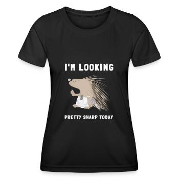 Porcupine Pig Hedgehog Rodent Hystricidae - Women's Functional T-Shirt - black - Front - AI Model Female 172 light (172cm)