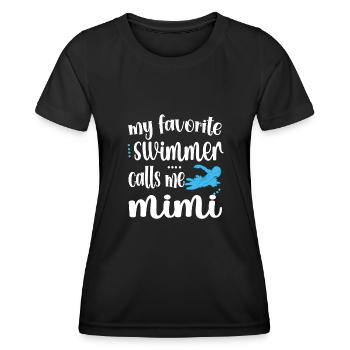 Stolze Schwimm-Mimi Schwimmer Mimi Oma Geschenk - Frauen Funktions-T-Shirt - Schwarz - Vorne - AI Model Female 172 light (172cm)