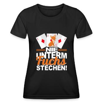 Doppelkopf Nie unterm Fuchs stechen - Frauen Funktions-T-Shirt - Schwarz - Vorne - AI Model Female 172 light (172cm)