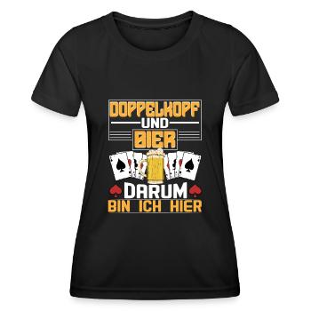 Doppelkopf und Bier Kartenspiel - Frauen Funktions-T-Shirt - Schwarz - Vorne - AI Model Female 172 light (172cm)