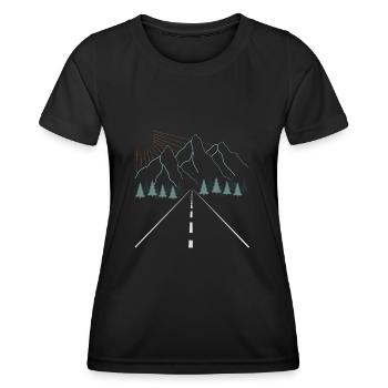 Nature Hiking Imprint Mountain Motif - Women's Functional T-Shirt - black - Front - AI Model Female 172 light (172cm)