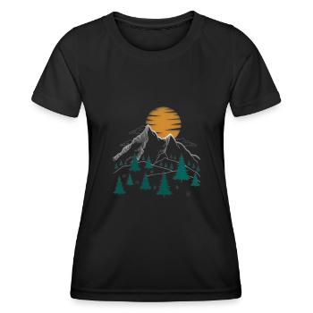 Nature Hiking Imprint Mountain Motif - Women's Functional T-Shirt - black - Front - AI Model Female 172 light (172cm)