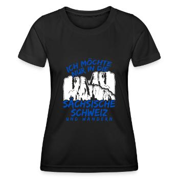 Sächsische Schweiz Wandern - Frauen Funktions-T-Shirt - Schwarz - Vorne - AI Model Female 172 light (172cm)