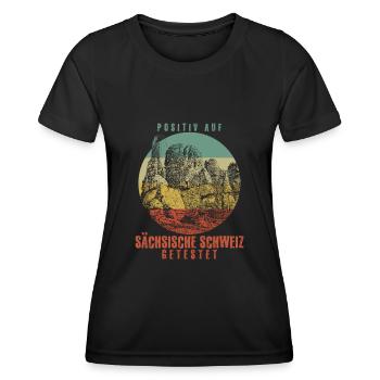 Sächsische Schweiz Klettern Wandern - Frauen Funktions-T-Shirt - Schwarz - Vorne - AI Model Female 172 light (172cm)