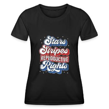 Retro Stars Stripes Reproduktive Rechte 4. von - Frauen Funktions-T-Shirt - Schwarz - Vorne - AI Model Female 172 light (172cm)