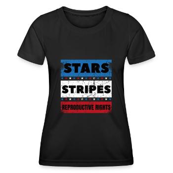 Stars Stripes Reproduktive Rechte notleiden 4. - Frauen Funktions-T-Shirt - Schwarz - Vorne - AI Model Female 172 light (172cm)