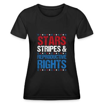 Stars Stripes Reproduktive Rechte 4. Juli - Frauen Funktions-T-Shirt - Schwarz - Vorne - AI Model Female 172 light (172cm)