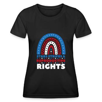 Stars Stripes Reproduktive Rechte 4. Juli - Frauen Funktions-T-Shirt - Schwarz - Vorne - AI Model Female 172 light (172cm)