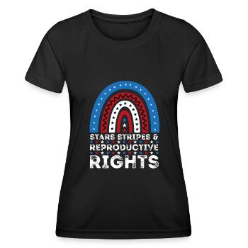 Stars Stripes Reproduktive Rechte Regenbogen 4. Juli - Frauen Funktions-T-Shirt - Schwarz - Vorne - AI Model Female 172 light (172cm)