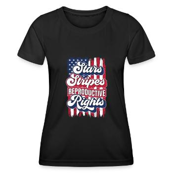Stars Stripes Reproduktive Rechte 4. Juli US - Frauen Funktions-T-Shirt - Schwarz - Vorne - AI Model Female 172 light (172cm)