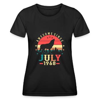 1968 Im Juli Wolf - Frauen Funktions-T-Shirt - Schwarz - Vorne - AI Model Female 172 light (172cm)
