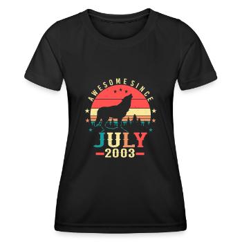 Mois de naissance Juillet 2003 - T-shirt sport Femme - noir - Devant - AI Model Female 172 light (172cm)