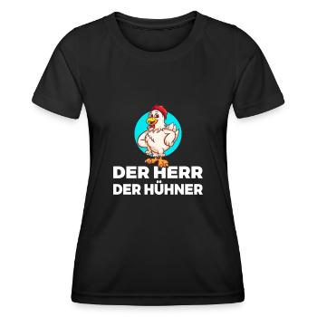 Der Herr der Hühner Hühnerliebhaber Landwirt Hahn - Frauen Funktions-T-Shirt - Schwarz - Vorne - AI Model Female 172 light (172cm)