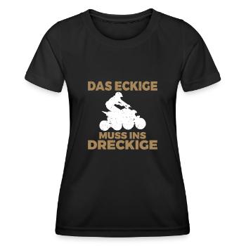Das Eckige Muss ins Dreckige Gelände Offroader Jäg - Frauen Funktions-T-Shirt - Schwarz - Vorne - AI Model Female 172 light (172cm)