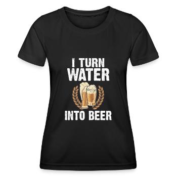 I turn water into beer Passionate beer brew - Women's Functional T-Shirt - black - Front - AI Model Female 172 light (172cm)