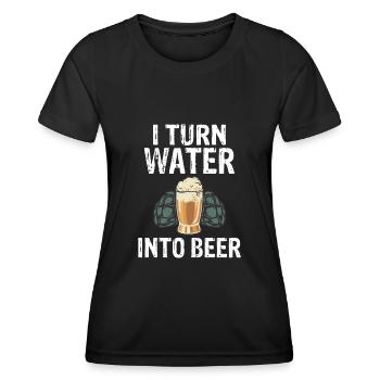 I turn water into beer Bierbauer Bier Braumeister - Women's Functional T-Shirt - black - Front - AI Model Female 172 light (172cm)